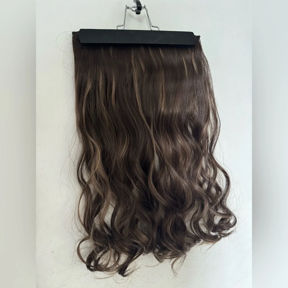 22” Clip-In Hair Extension Brown with Blonde Highlights Wavy | Volume Hairpiece